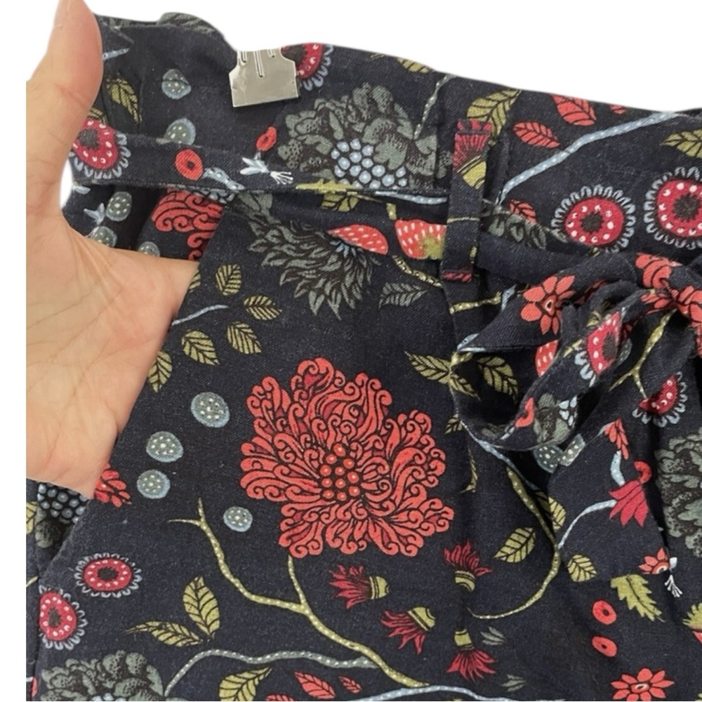ANN TAYLOR LOFT Linen Blend Paisley Boho Fringe Hem Shorts in Navy Size S PETITE - Picture 10 of 15